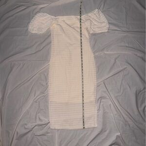 Rewind White Off-Shoulder Puff Sleeve Midi Dress